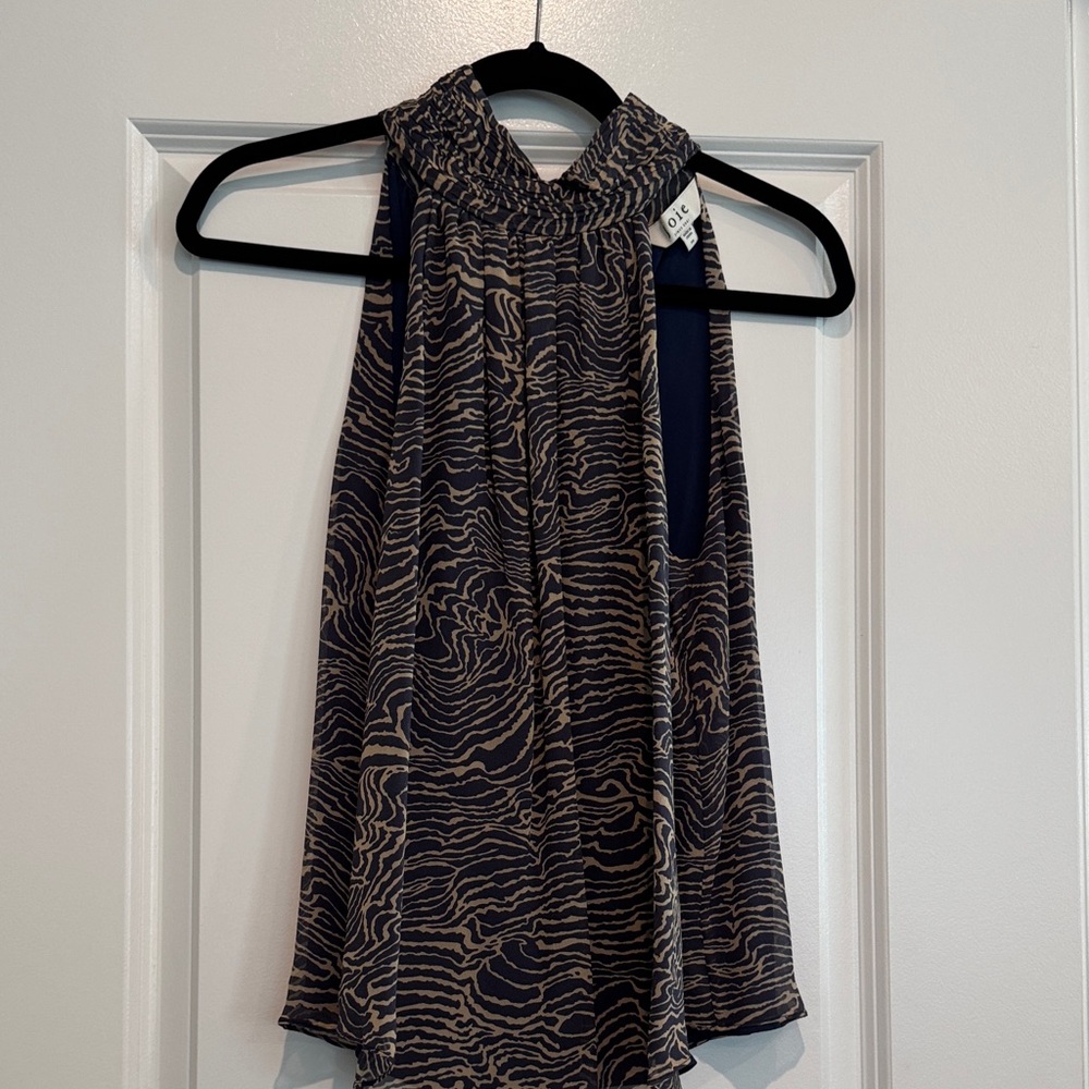 Joie Black and Beige Patterned Women's Top